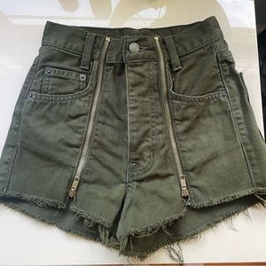 LF women's jean shorts. Size 24. Army green. Carmar brand.